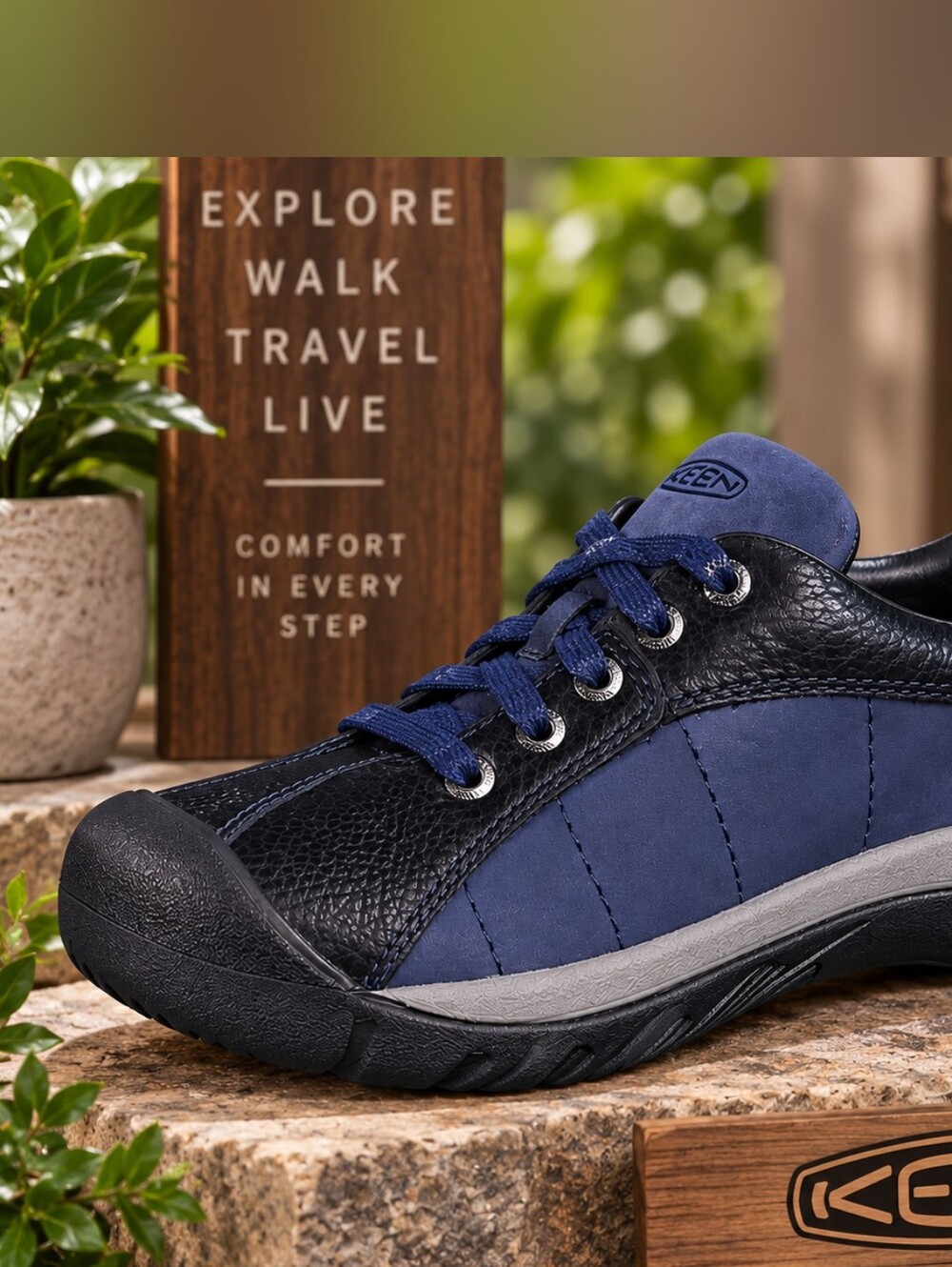 KEEN Presidio Women’s Leather Walking Shoes – Naval Academy/Dark Navy – NIB
